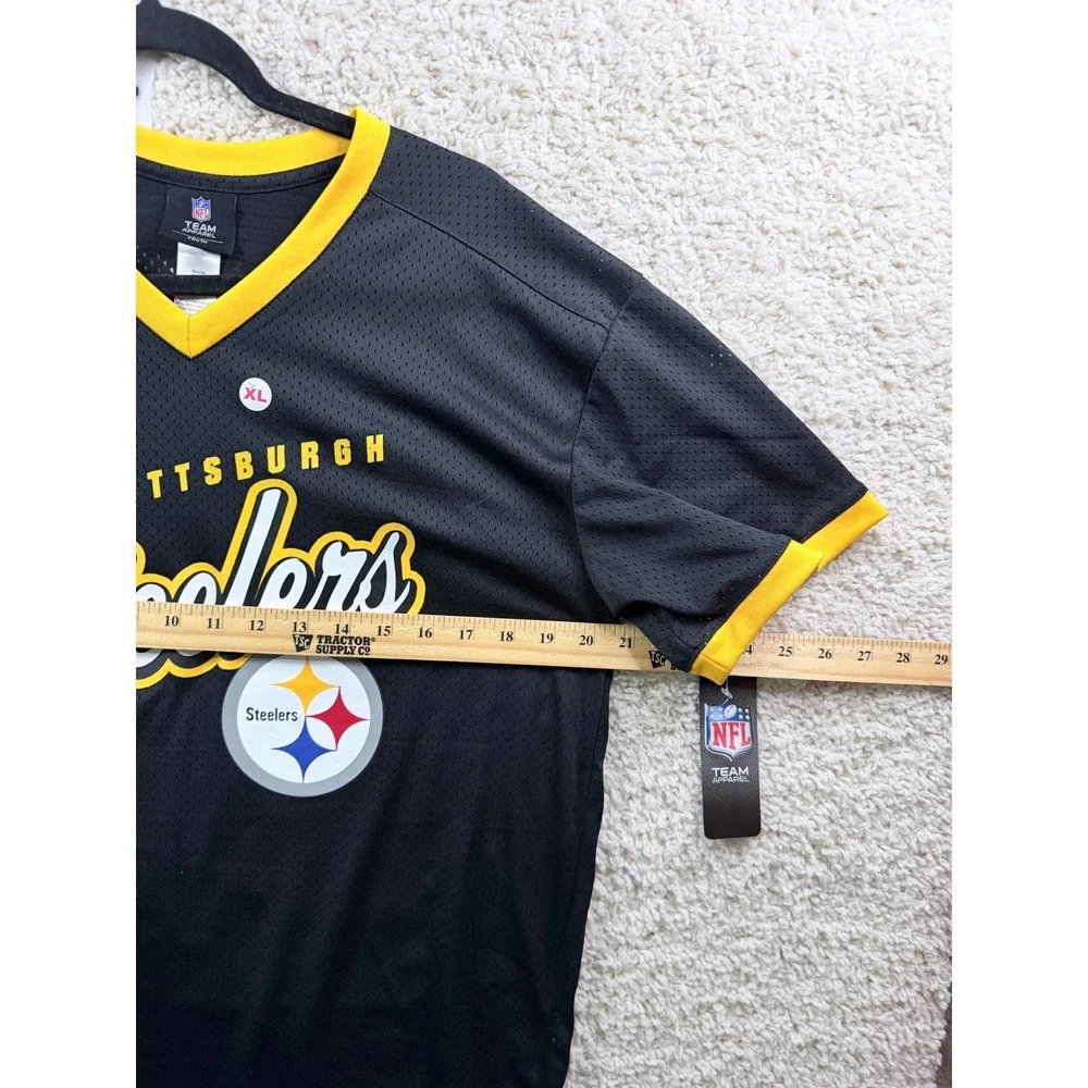 NFL Team Apparel Pittsburgh Steelers Jersey Youth XL Black New Mesh V-Neck 33